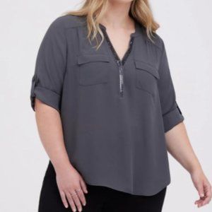 Torrid HARPER PULLOVER - GEORGETTE DARK GREY NWT